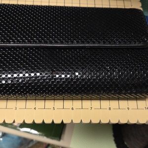 Whiting and Davis International Vintage Black Sequin Metal Evening Clutch